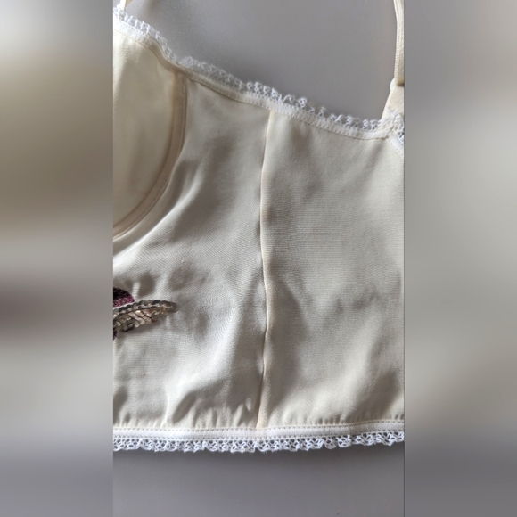 Designer PATRIZIA PEPE Silk Floral Embroidery Sequins Bustier. Vintage. Sz 42 EU - Picture 7 of 16